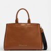 Cartera de Mano Anette Grande en Efecto Cuero Liso Cuoio
