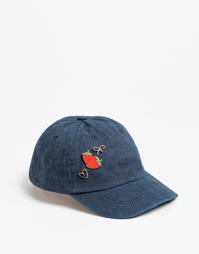 Caps Navidad Gorra Con Pines En Caja Regalable - Azul Gastado