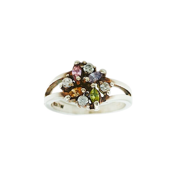 Anillo Flor-Plata 925-Piedra Zirconia Varias-AN3243 conpiedra