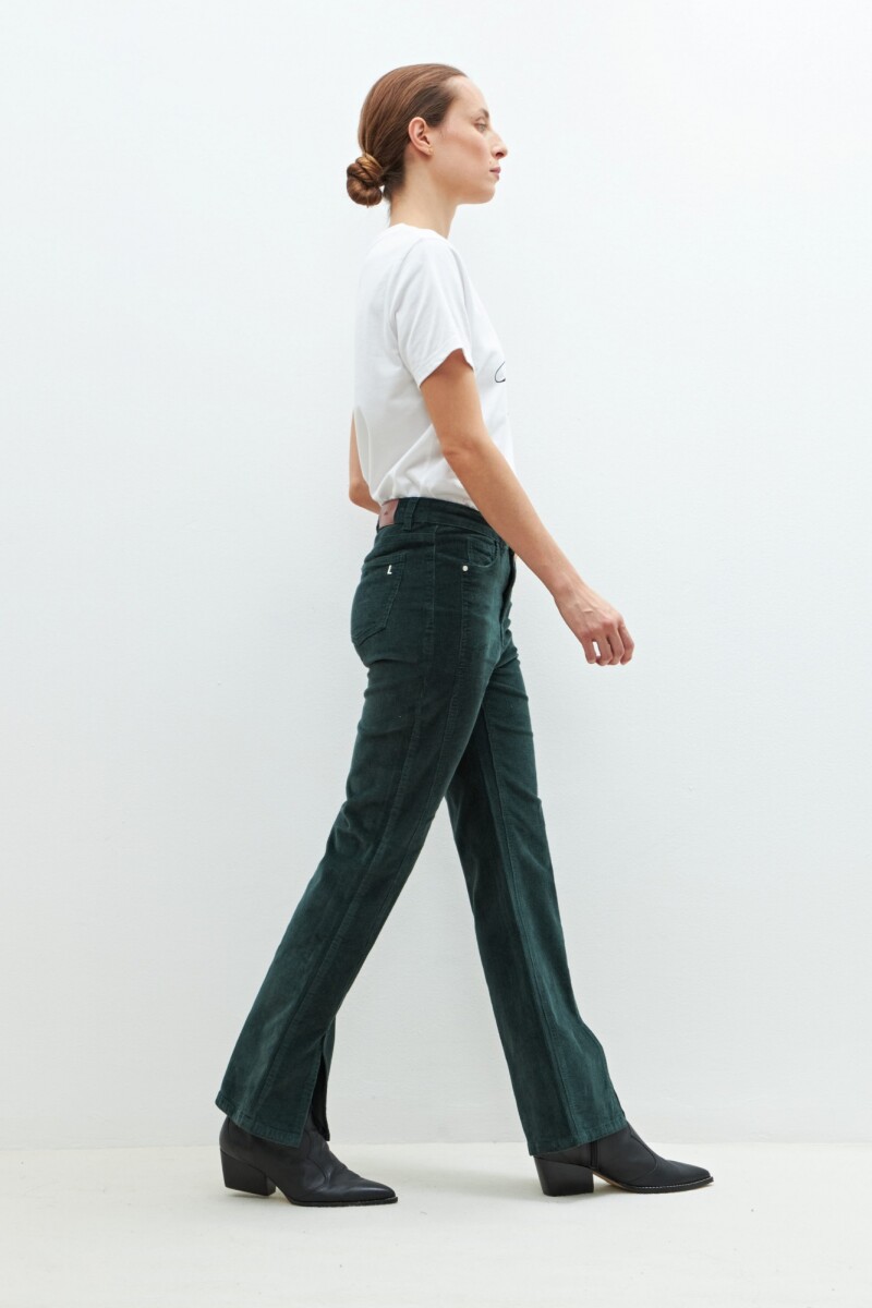 Pantalón Donna de pana con tajos verde petroleo