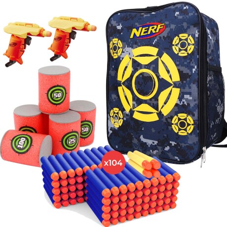 Set Mochila Nerf + 104 Dardos + 2 Pistolas + Accesorios Set Mochila Nerf + 104 Dardos + 2 Pistolas + Accesorios