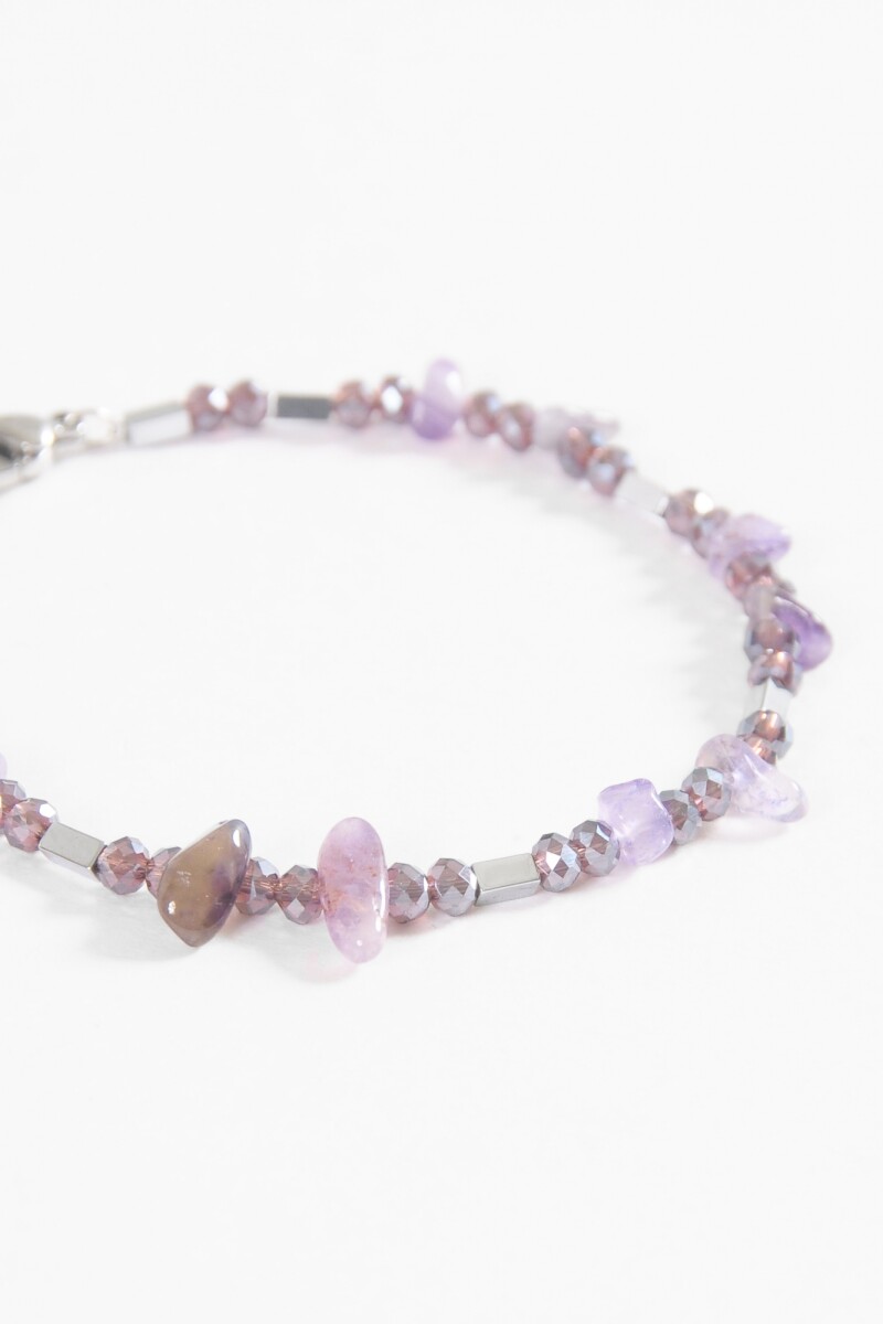 Pulsera piedra acero lila