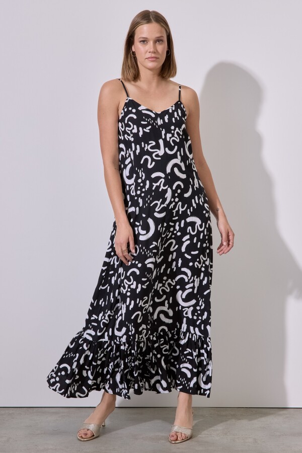 Vestido Maxi Print NEGRO/BLANCO