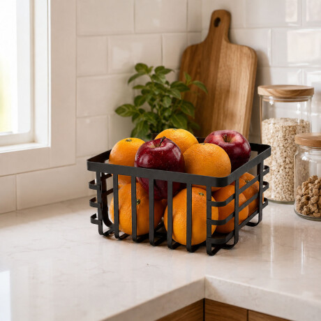 Cesto Frutero en Acero Organizador Multiuso de Cocina Hogar Negro