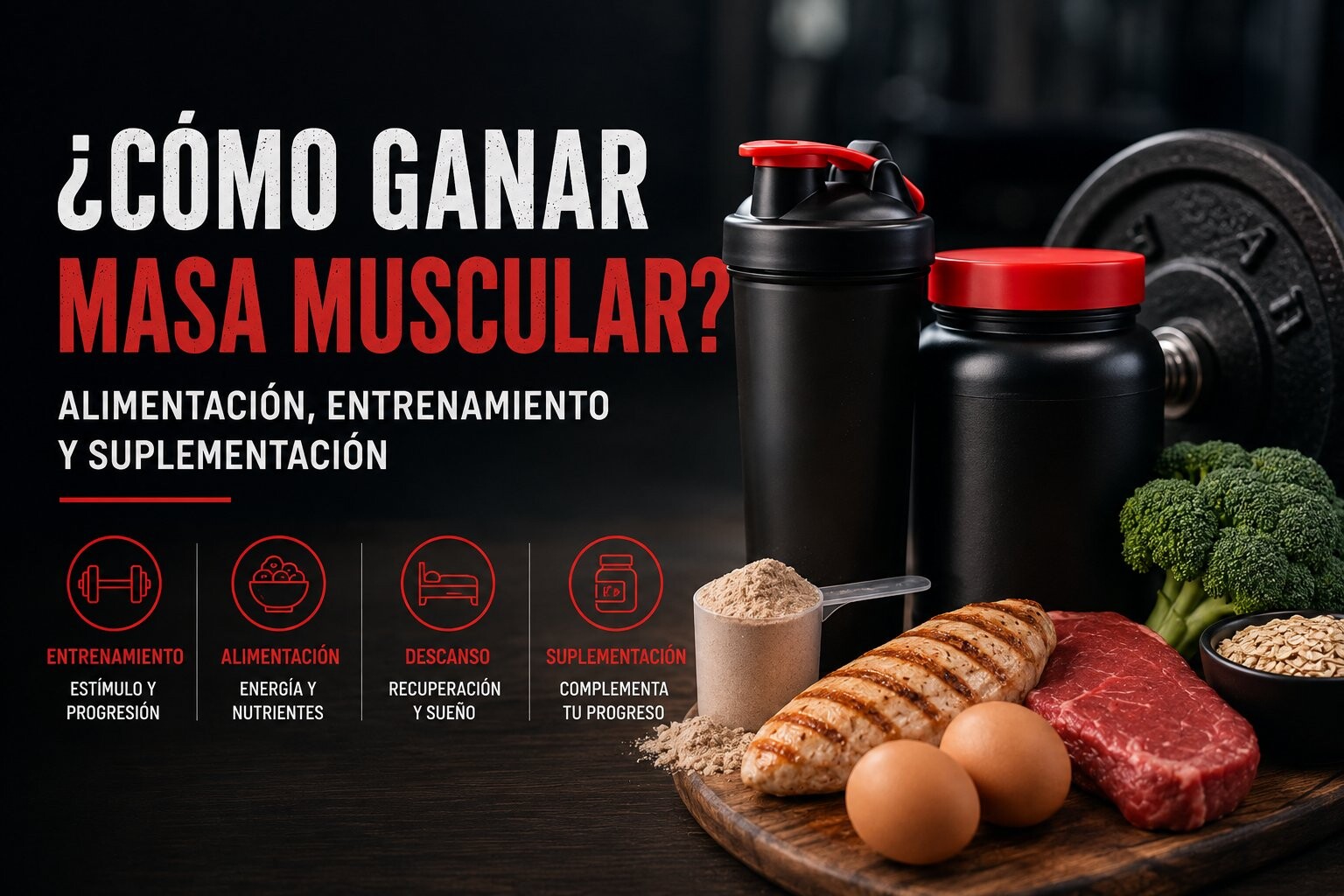 ¿Cómo ganar masa muscular? Alimentación, entrenamiento y suplementación