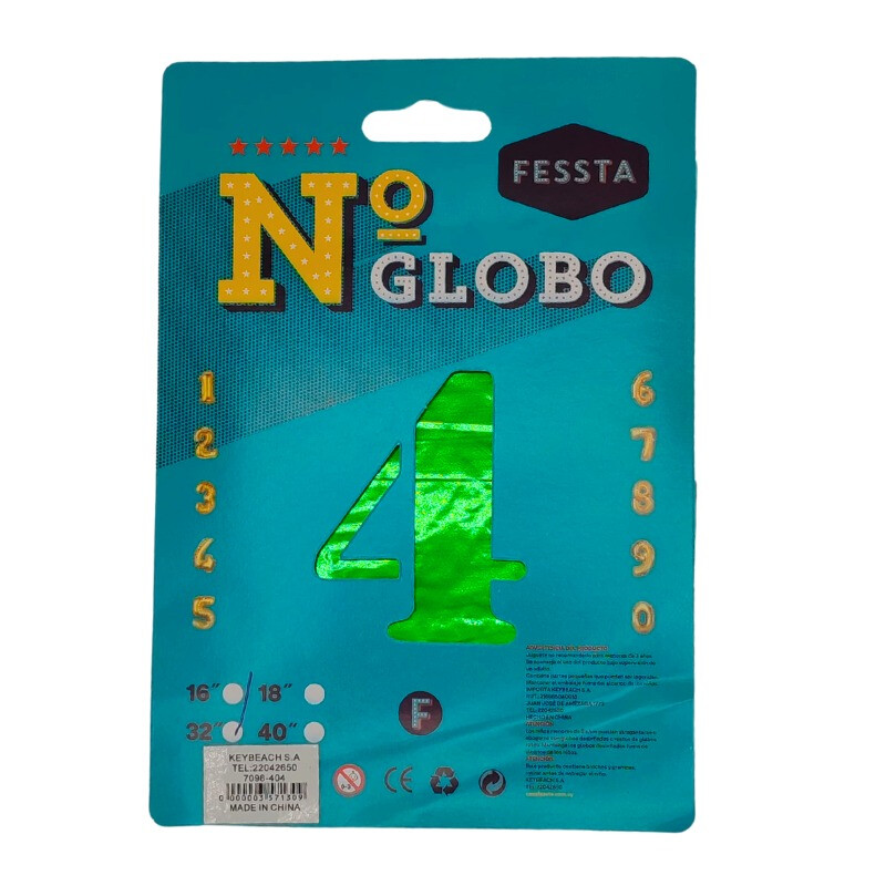 Globo Número Fessta 32" Verde CUATRO