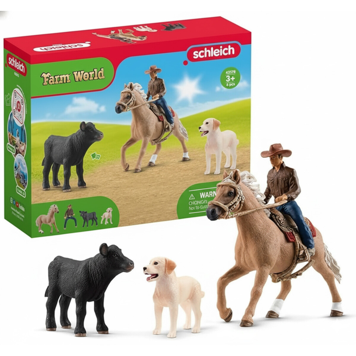 Set Figuras Granja Granjero Caballo Vaca Perro Schleich 