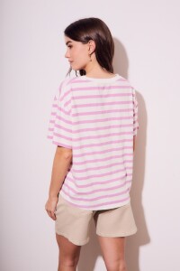 Remera Algodón Rayada Lavanda