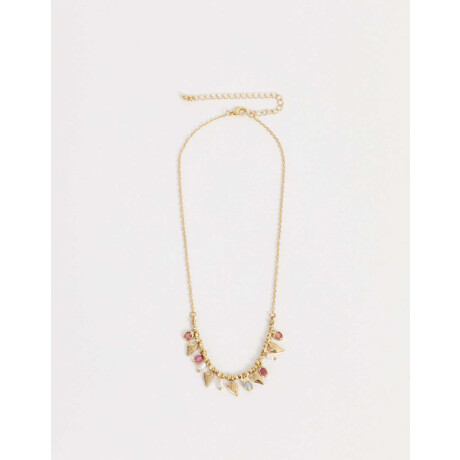 Collar Corto Con Multidijes De Corazones Dorado