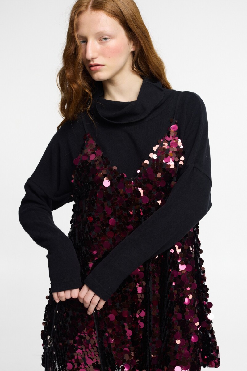 VESTIDO CORTO LENTEJUELAS Bordo