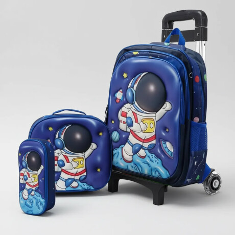 Set Escolar Mochila 3 Pzas + Soporte Regulable de Aluminio Azul