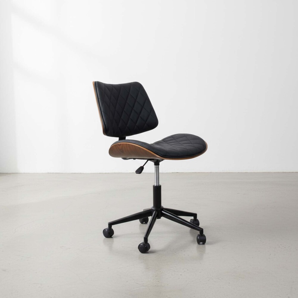 ASIENTO OFICINA MADERA-Y-PU NEGRO ELEGANT