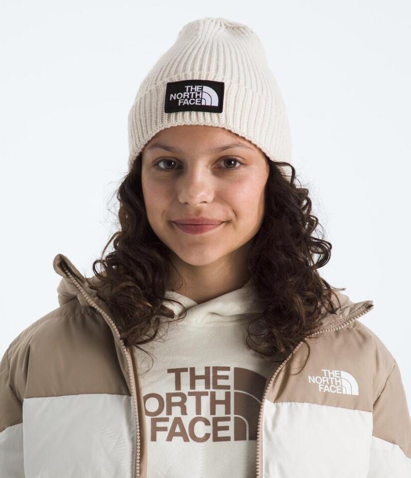 Gorro kids TNF Logo Box Cuffed Beanie White Dune