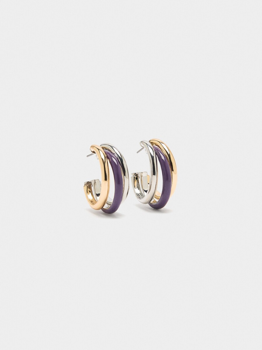 Aros Triples Con Esmalte - violeta 