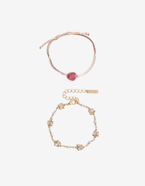 Pulseras Flexibles Sets Piedra Set Pulseras Mariposa Y Piedra - Dorado Oro Cepillado Mate