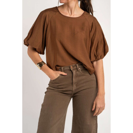 Blusa Mangas Balloon Moca