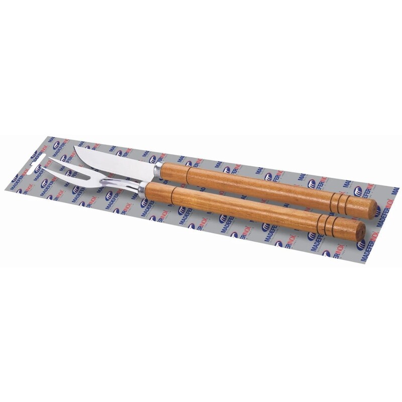 Set de Cuchillo y Tenedor Largo para Asado con Mango de Madera – 2 Piezas SET TENED Y CUCH LARGOS M/ MADERA EN BLI