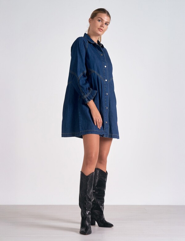 Vestido Denim Boton Metal JEAN