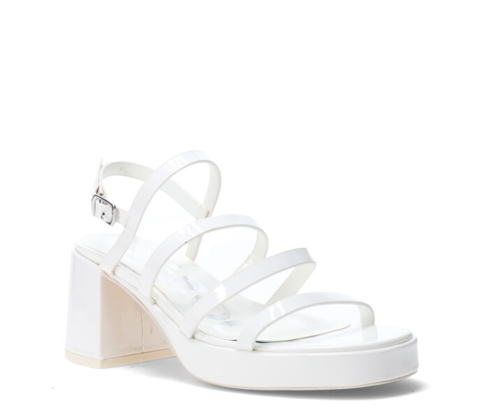 Sandalia RAQCHI de fiesta con tiras finas White Patent