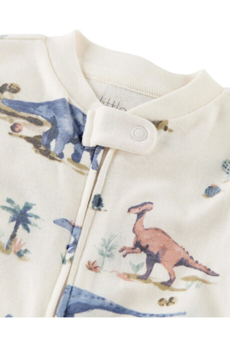 Pijama una pieza de algodón orgánico con pie diseño dinos Sin color