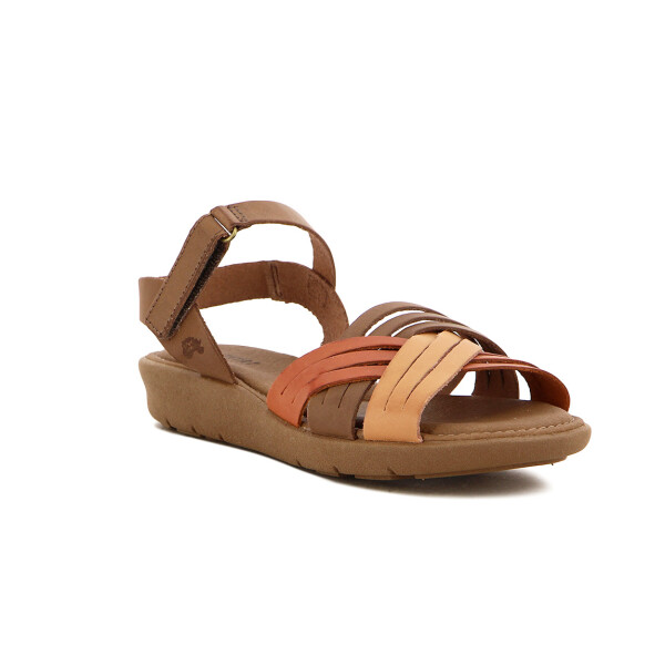 Country Sandalia Dama Casual Cuero Tiras Combinada Cruzadas Telha-mix