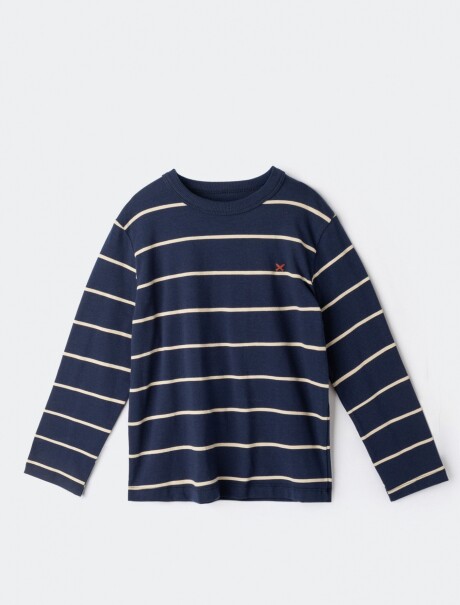 CAMISETA ESTAMPADA DE MANGA LARGA AZUL