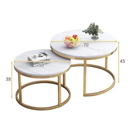 Set 2 mesas auxiliares ratonas tipo nido Doncaster Dorado/blanco