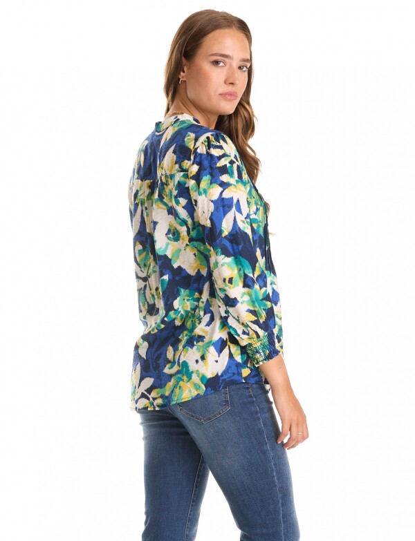 Blusa Plisada MULTI/AZUL