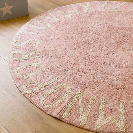 Alfombra Redonda Pop 100Cm Rosa Letras