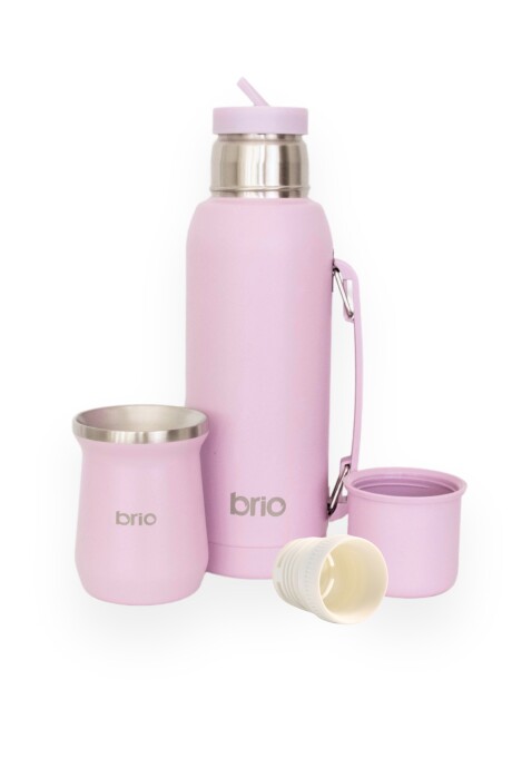 Set De Termo 1 Litro Y Mate Diseño Clásico brio Acero Inox Lavanda