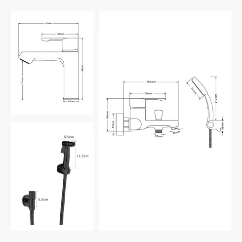 JUEGO DE GRIFERIA LAVATORIO BAJO DUCHA EXTERIOR Y DUCHA HIGIENICA 000