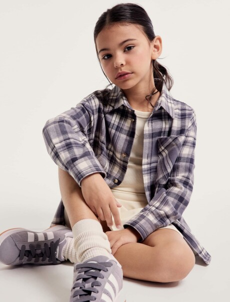 CAMISA DE FRANELA A CUADROS INFANTIL GRIS