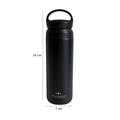 Botella Deportiva Térmica c/Filtro Mobby 500Ml en Acero Inox Negro