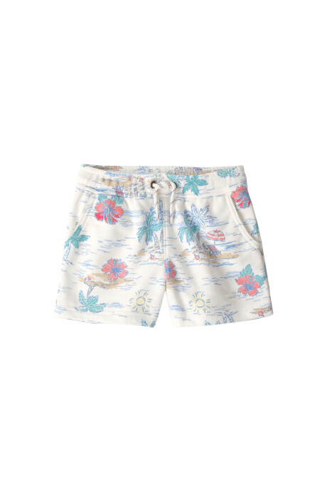 Short deportivo de algodón, diseño tropical Sin color