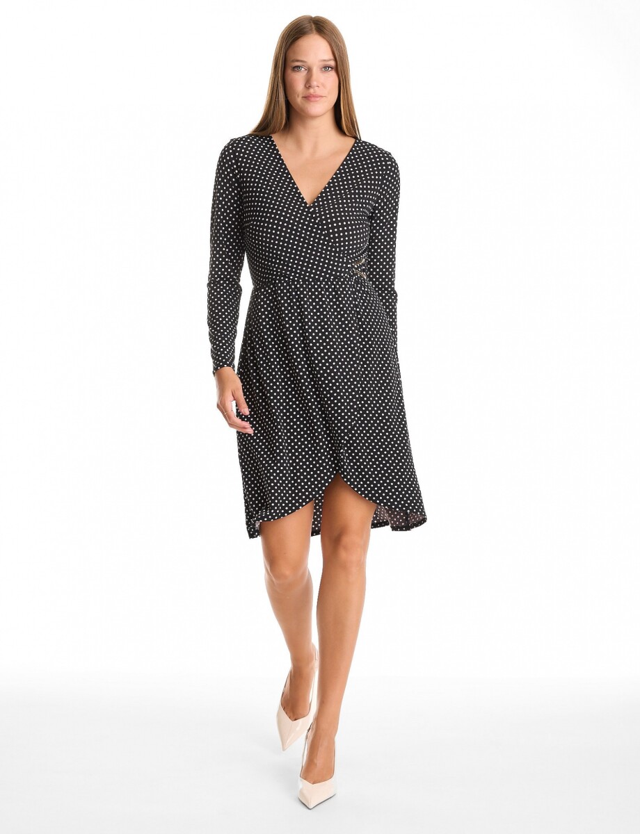Vestido Cruzado - Negro/blanco 