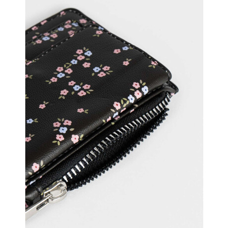Monedero Cuerina Solapa Estampado Flores