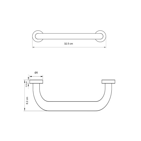 AGARRADERA RECTA METALICA PARA BAÑO LINEA ROMA COLOR NEGRO NEGRO