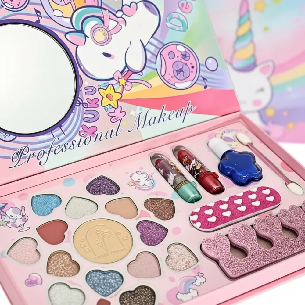 Kit De Maquillaje Unicornio Con Espejo Y Accesorios Kit De Maquillaje Unicornio Con Espejo Y Accesorios