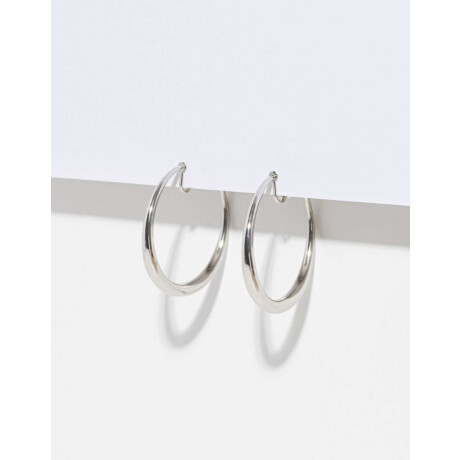 Argollas Clip De Metal Plateado Rodio