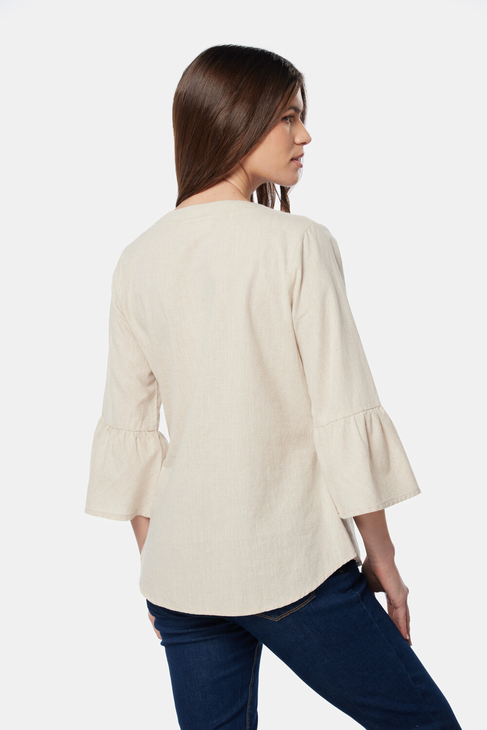 BLUSA DE LINO VOLADOS Beige