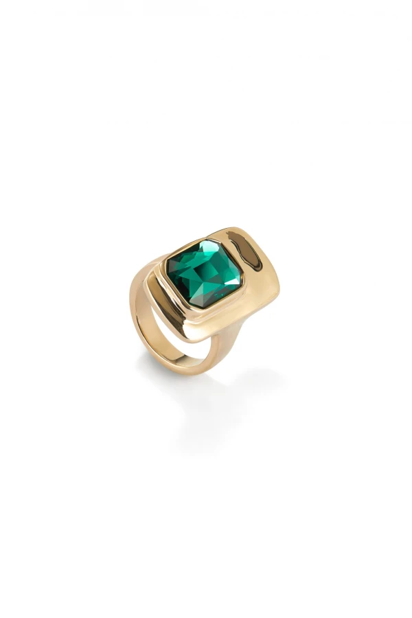 ANILLO BAÑADO EN ORO 18K CON CRISTAL VERDE Anillo