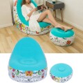 Sillón Inflable Con Puff Sofá Con Apoyapies Celeste