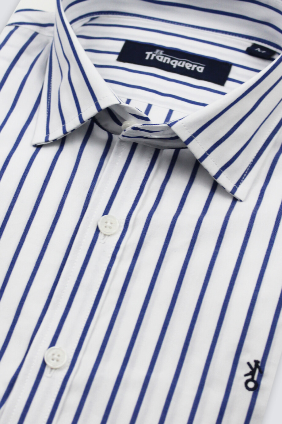 Camisa de Hombre Premium Cuello s/Botones Raya Azul 2