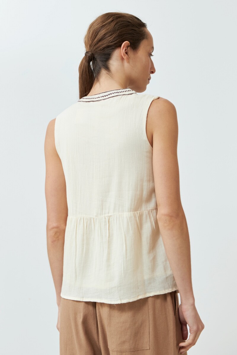 Blusa boho con bordados beige