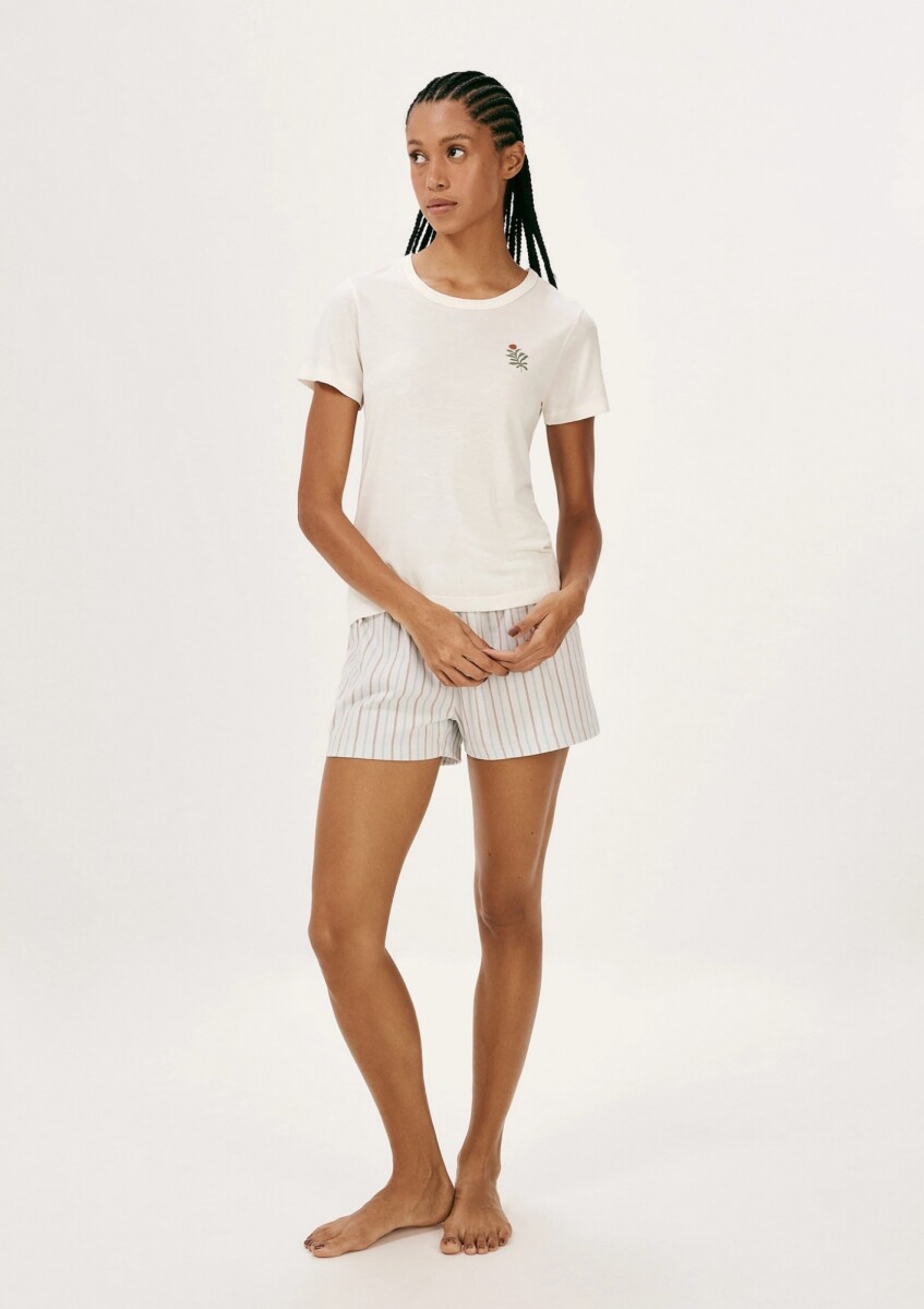 PIJAMA DE ALGODÓN CON ESTAMPADO - BEIGE 
