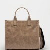 Cartera de Mano Capri En Cuero Liso Taupe