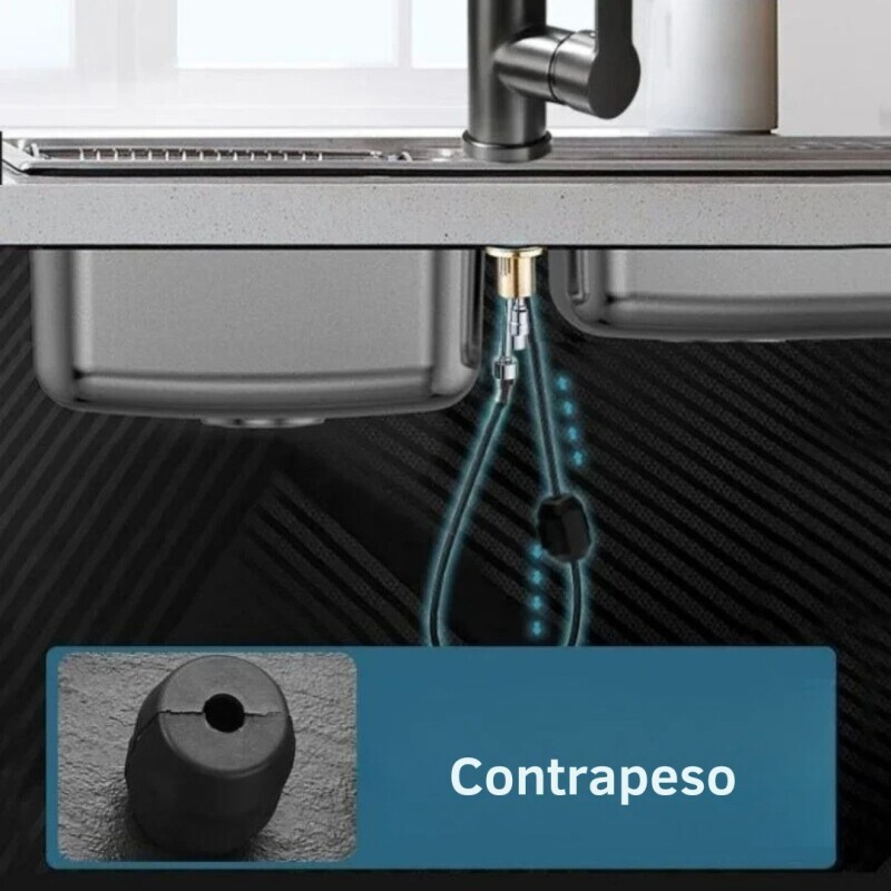 Canilla Monocomando Extensible Cocina Manguera Retráctil Plateado Canilla Monocomando Extensible Cocina Manguera Retráctil Plateado