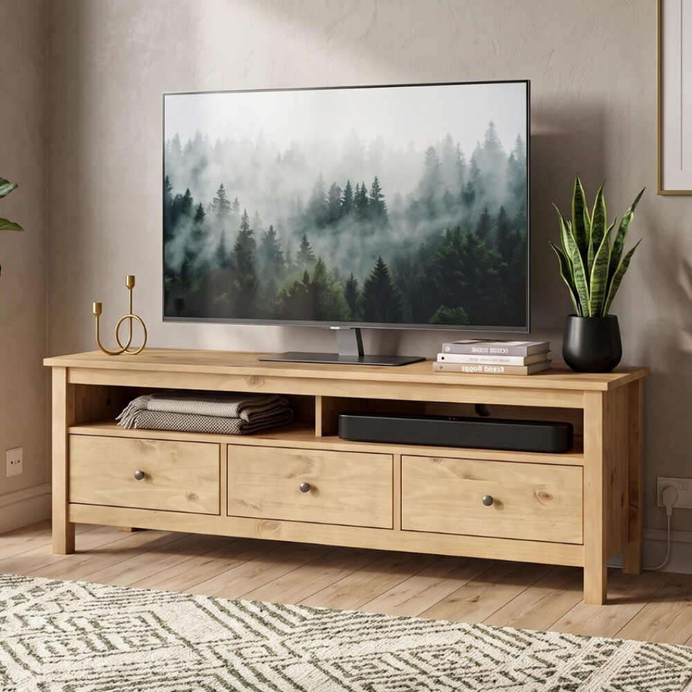 Rack TV 3 Cajones Madera Natural - Mari Miel