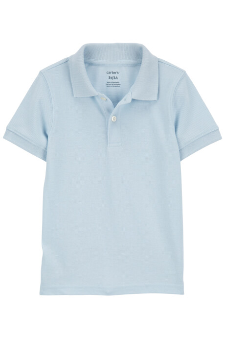 Remera polo de algodón, manga corta, azul Sin color