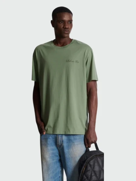 Balmain - Remera de corte holgado con discreto bordado Balmain signature Verde